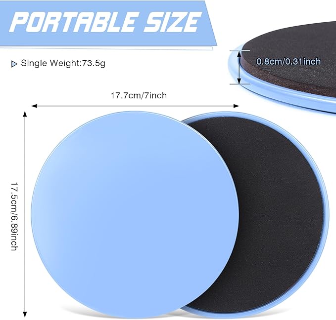 Exercise Core Sliders Core Sliding Discs, Dual Sided Workout Sliders for Full Body Workout on Carpet or Hardwood Floor, Training Abdominal Core Strength (Blue - 1 Pair)