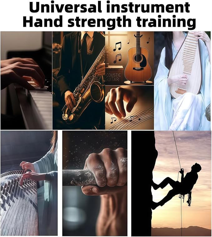 Finger Strengthener, Nalu Hand Grip Trainer Exerciser for Piano, Guitar, Bass, Ukulele Players, Plastic Material, Lightweight and Portable - Improve Finger Flexibility, Strength,1 Pack (Black+Gray)