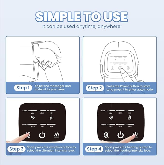 Knee Massager Smart with Heat, Red Light and Massage Therapy, 3 Vibration Modes and 3 Heating Levels, 2026 Updated Edition, LED Vitality Joints Knee Massager, Gifts for Grandma & Grandpa, White