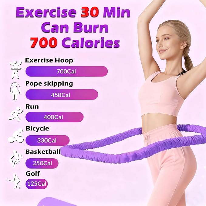 3 lbs Soft Weighted Hoop for Adults -Fold Gentle Fat Burning and Waist Toning, Pinch-Proof Design,Soft Material Won't Irritate Skin， Perfect for Home/Travel/Postpartum Recovery