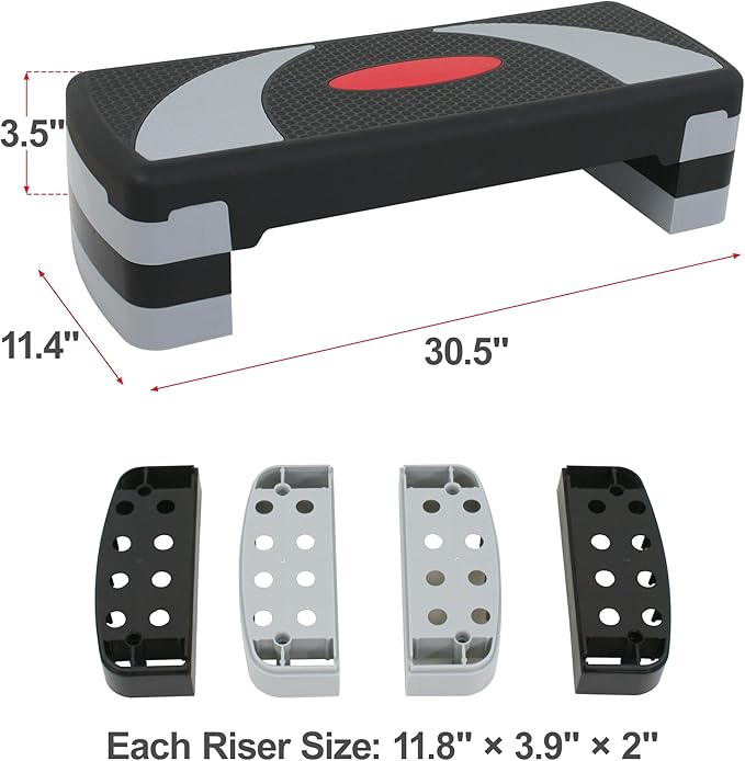 LEMY Adjustable Workout Aerobic Stepper, Exercise Step Platform for Home, Fitness, Gym, Strength Training