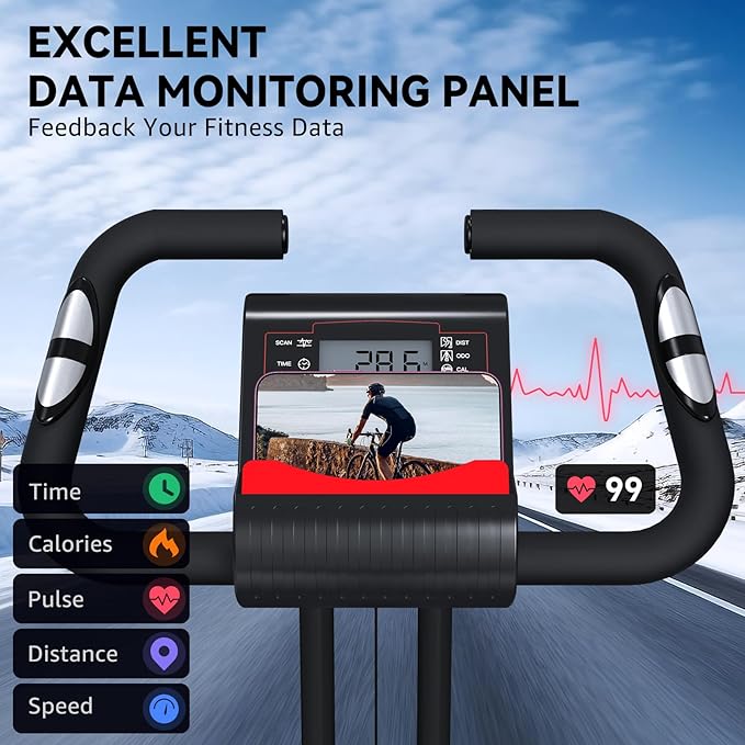 Foldable Exercise Bike for Small Apartments, Stationary Bikes for Home, Indoor Portable Cycling Bike with 16-Level Magnetic Resistance, 260LBS Capacity, 5.5 LBS Flywheel, for Small Space Workout 816