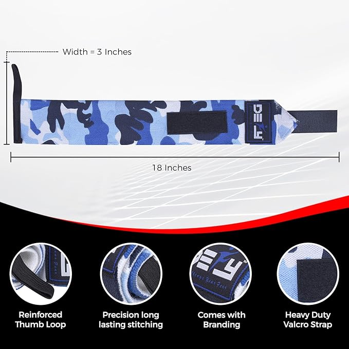 DEFY Fitness Wrist Wraps 18" Professional with Thumb Loops- Premium Quality, Strong Fastening Straps- Men & Women – Best for Weightlifting, Powerlifting,Strength Training