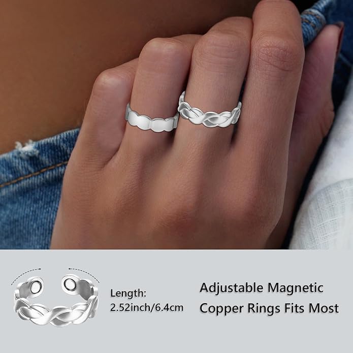 BioMag Copper Rings for Women, 99.99% Pure Copper Magnetic Rings Thumb Rings for Lymphatic Drainage, Adjustable Jewelry Gifts for Women