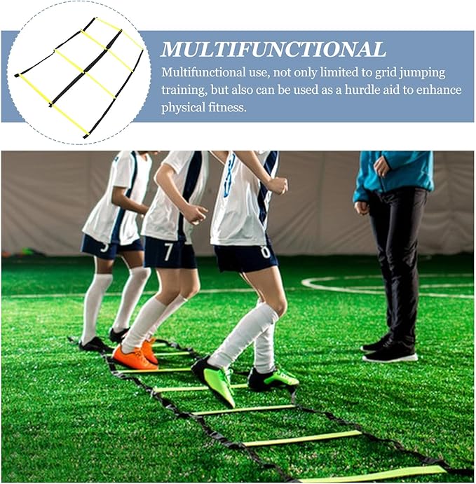 YARNOW Agility Ladder Rope Training Ladder for Speed and Footwork Nine-Square Soft Foldable for Football and Soccer Workout Portable Soccer Training Equipment for Speed and Coordination