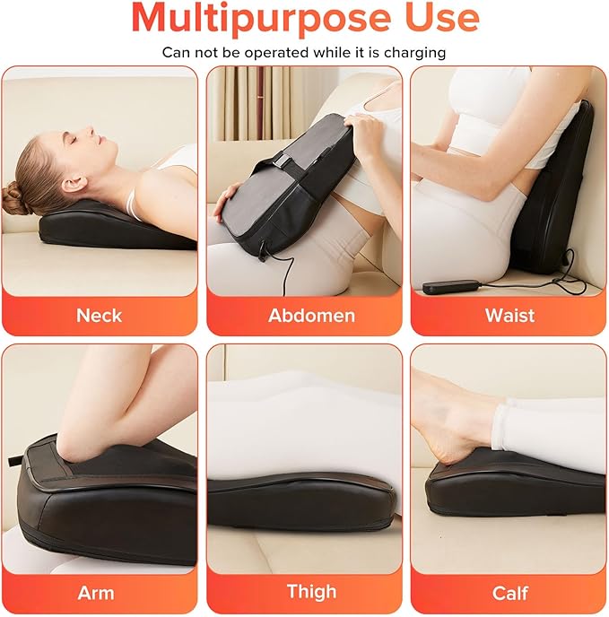 AERLANG Cordless Neck and Back Massager with Heat, 3D Shiatsu Kneading Pillow, 4 Massage Nodes & Bi-Directional Deep Tissue Massage for Neck/Shoulders/Back, Ideal Gift for Women & Men