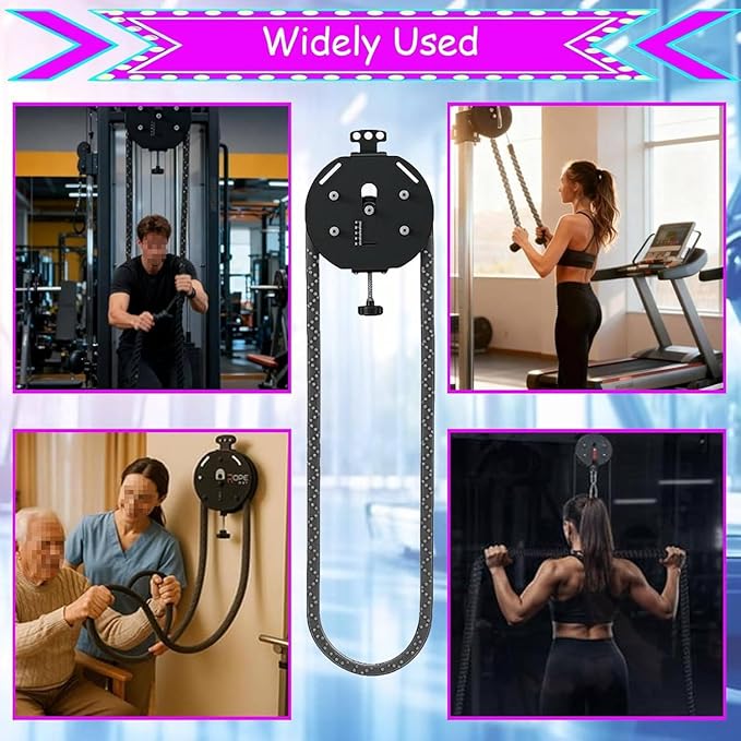 Resistance Trainer Machine, Endless Rope Trainer | Adjustable | Suspension Endless Rope Pulley System | Closed-Loop Nylon Rope | Home Gym Infinity Rope for Interval Resistance Training Black