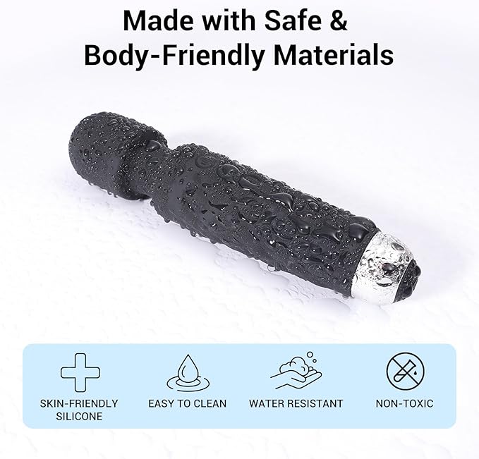Power Wand Massager, Wireless Waterproof USB Rechargeable Massage with 8 Powerful Speeds 20 Modes Vibration,Mini Frequency for Muscle Aches & Sports Recovery