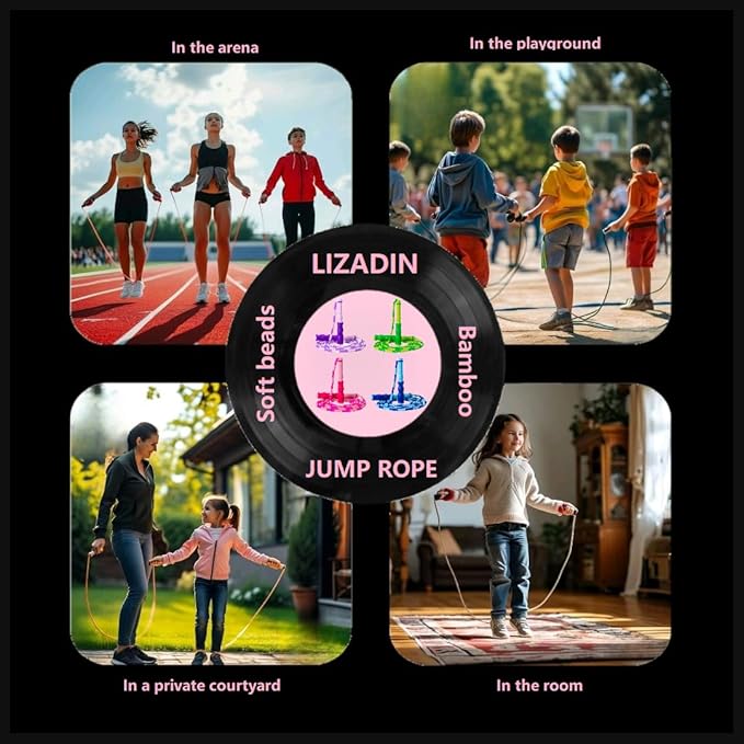 Jump Rope for Kids, Soft Beaded Skipping Rope, Adjustable Length Tangle-Free Segmented Jumping Rope for Kids Students Man and Women