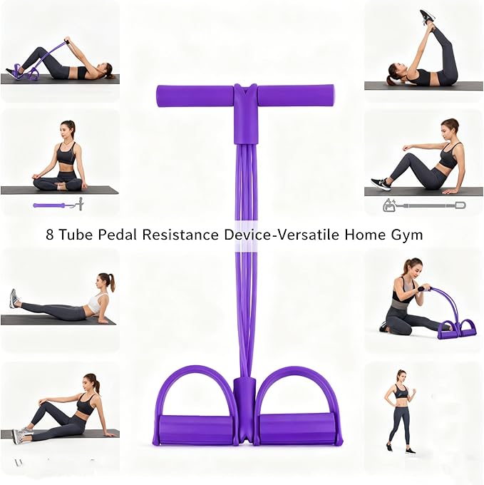 Fashion Puller Exercise, 8 Tube Pedal Resistance Device Detachable and Adjustable Pedal Resistance Device, Stretching Workout Fitness Bands for Arm Weights Exercise Equipment