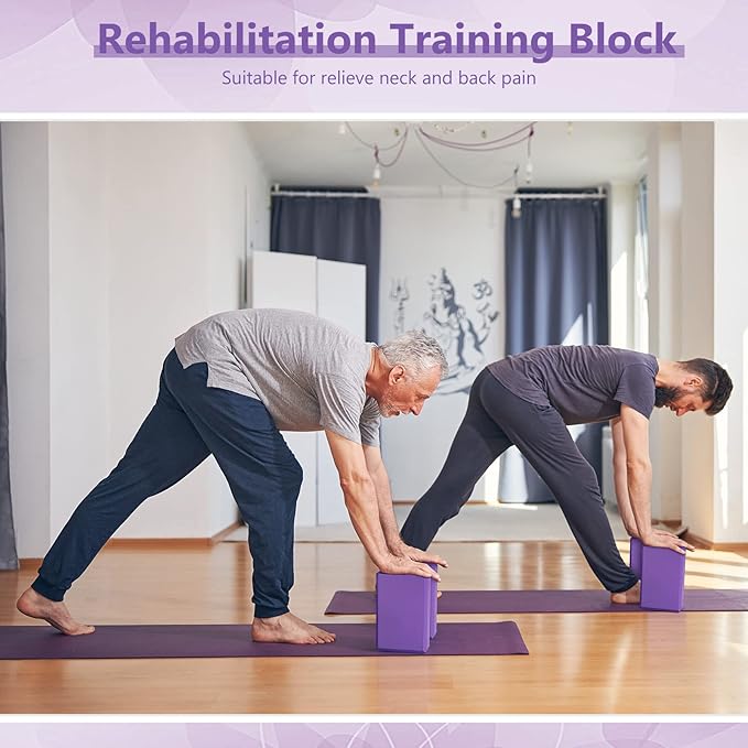 10 Pcs Yoga Blocks Eva Foam Blocks Supportive Yoga Brick Soft Non Slip Gymnastic Blocks Lightweight Dance Blocks for Stretching Accessories for Women, Pilates, Meditation (Purple)