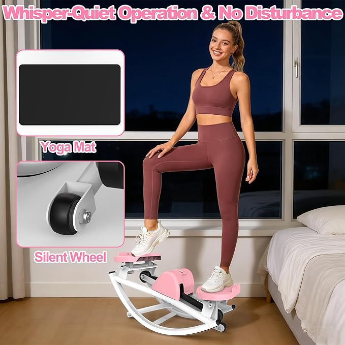 Rocking Stepper for Exercise at Home, 3D Motion Stair Stepper with Resistance Bands & Balance Board, Low-Impact Full Body Workout Equipment, Stable Structure Exercise Equipment[New Vision]