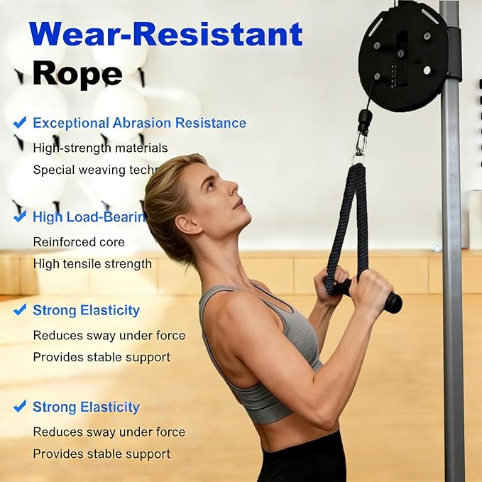 Endless Rope Trainer, Home Gym Equipment, Pulley Cable Machine System with Adjustable Resistance, Portable Rope Exercise System for Home Gym, for Arm, Back & Grip Training