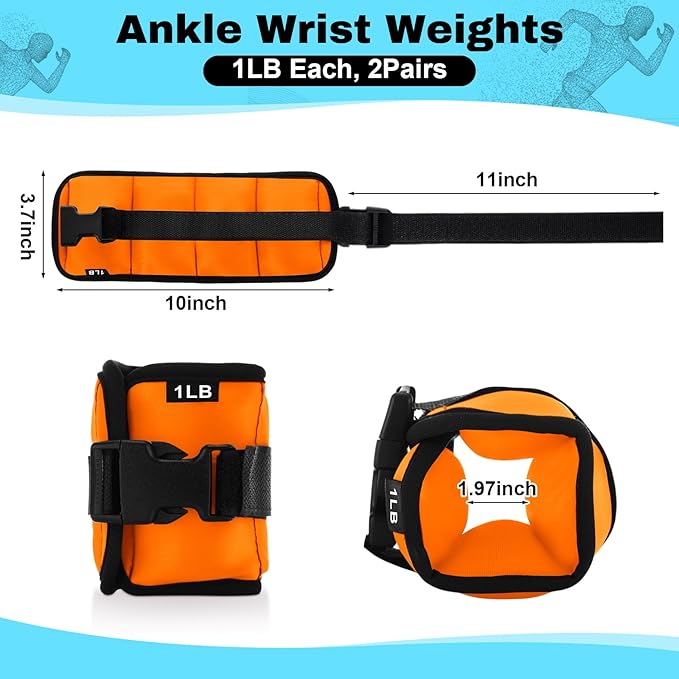 2 Pairs Ankle Wrist Weights for Land or Aquatic Exercise Aqua Cuffs Aqua Aerobics Fitness Bands for Ankle and Wrist Adjustable Weights for Swimming Pool Workout Equipment