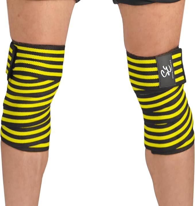 Special Essentials Knee Wraps for Weightlifting with Strap (2 Pack) - 72 Inches Flexible Support for Men & Women, for Powerlifting, Squats, Leg Press, and Cross Training