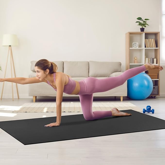 VEVOR Large Exercise Mat, 12'x6'/10'x6'/9'x6'/8'x6'/8'x5'/7'x5'/6'x4' (7mm) Extra Thick, Non Slip High Density Premium Workout Mat, Exercise Yoga Mat for Men & Women, Fitness & Exercise Mat with Bag & Carry Strap, for All Types of Home Yoga, Pilate & F...