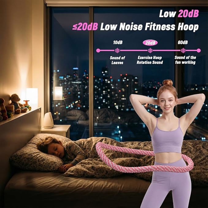 3.4/4.1/5 LBS Soft Spring Weighted Hoop for Adults, Quiet & Pinch-Proof Design, Portable Fitness Infinity Hoop with Body Tape Measure, Exercise Hoop for Core Workout