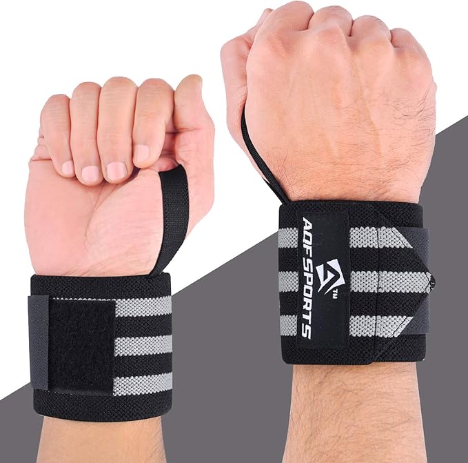 AQF Wrist Wraps for Weightlifting - USPA & IPL Approved 18" Gym Wrist Support with Thumb Loop - Heavy Duty Lifting Wrist Straps for Fitness, Workout, Powerlifting, & Bodybuilding (Pair)