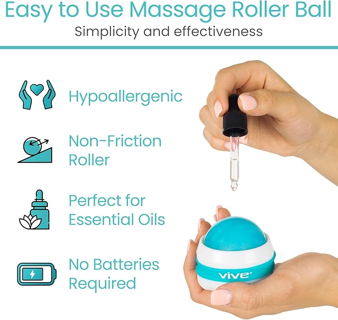 Vive Massage Roller Ball - Manual Massage Therapy & Relax Tool for Sore Muscles, Joint Pain Relief, Relaxing, Full Body Deep Tissue for Arms, Legs, Back, Foot, Shoulders, Trigger Point