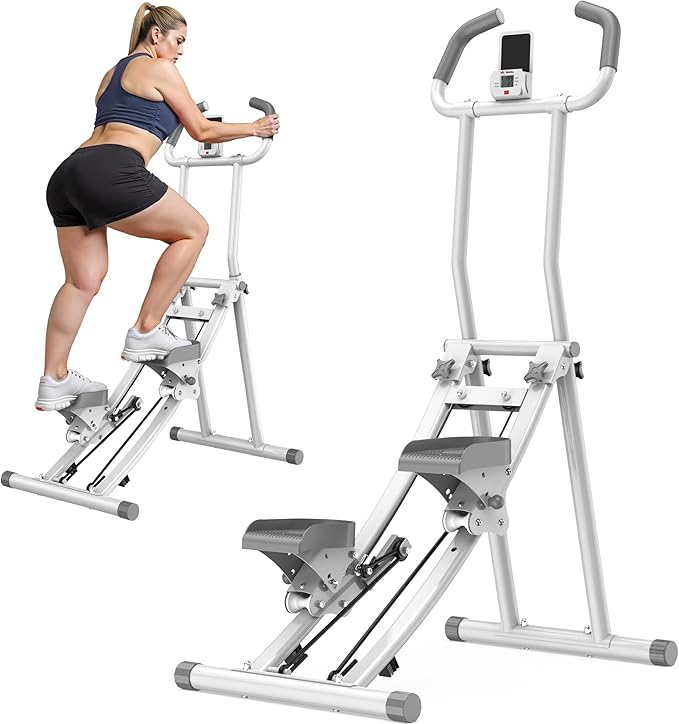 Stair Stepper for Home Gym Exercise, Folding Vertical Climber for Full Body Workout 300LBS Capacity, Compact Stair Climber Cardio Exercise Machine with Adjustable Handlebar & Pedals