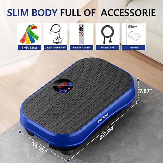 Vibration Plate Exercise Machine for Lymphatic Drainage Massager, 330 Lbs Capacity Full Whole Body Workout Equipment with Loop Bands for Women Men, Fitness Platform for Weight Loss