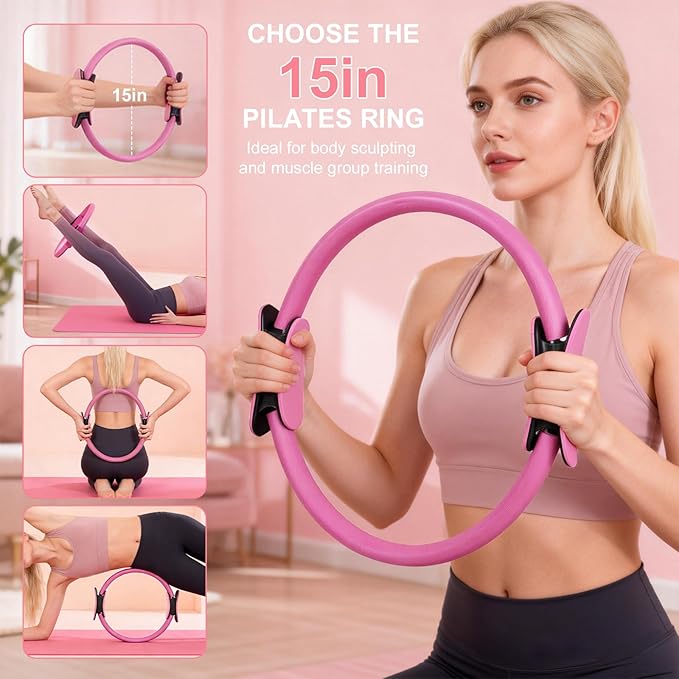 13 PCS Pilates Kit for Women,Pilates Kit for Home Workouts, Pilates Equipment Ring and Ball Set, Home Pilates Workout Kit, Pilates Starter Kit for Women at Gym Studio Travel