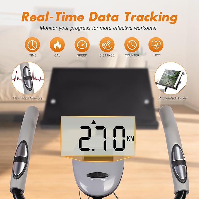 TOUSAINS Folding Exercise Bike - 8-Level Magnetic Stationary Bike with Pulse Rate, Large Tablet Holder & X-Bike Design, Compact Indoor Workout Bike for Home Gym, Seniors & Knee Recovery, 265lbs Weight Capacity