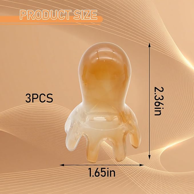 3Pcs Octopus Head Massager Comb Head Massages Tools Manual Acupressure Device with 8 Flexible Nodes Can Deeply Relax Compact and Easy to Carry Suitable for Home Office Use（Coffee Color）