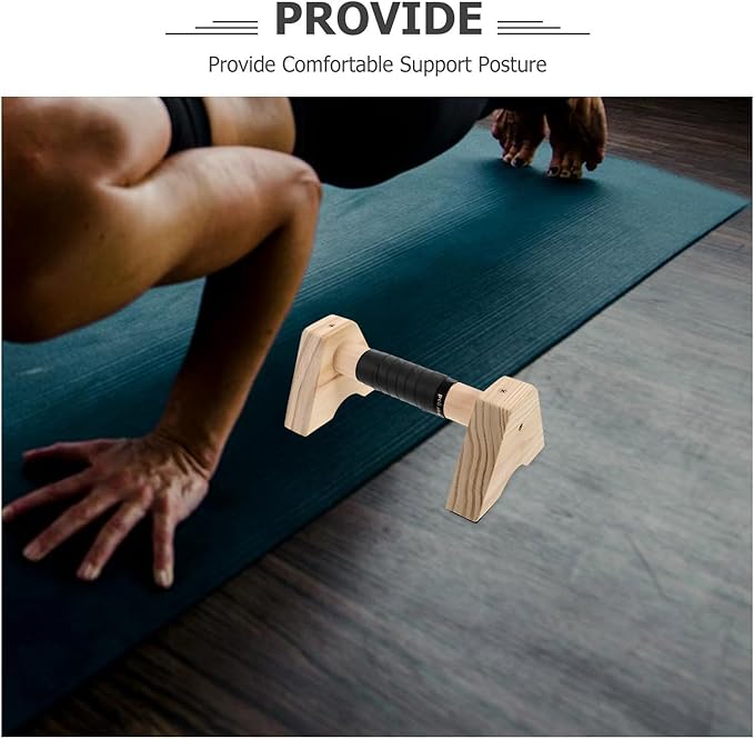 Angoily Wood Pushup Bars Parallettes Strength Training Stands Beech Wood Non-slip Support Fitness Handles for Home Gym Workout Handstand Trainer Men Women