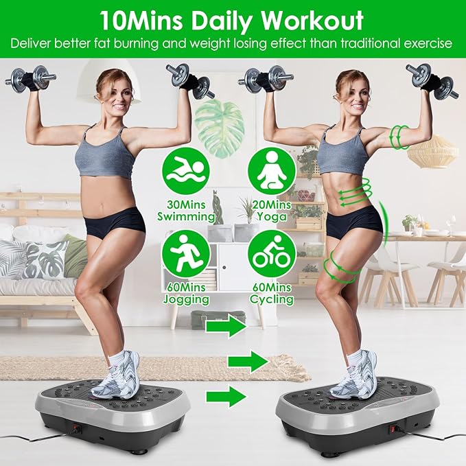 iMounTEK Vibration Plate Exercise Machine, Portable Full Body Vibration Exercise Platform Workout Home Fitness Training Equipment with Resistant Bands Remote Control for Weight Loss Fat Burner