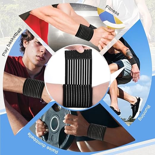Compression Wrist Wraps, High-Elastic Wrist Bands Support for Men & Women, Breathable Elastic Brace for Sports, Pain Relief, & Injury Recovery for Weightlifting, Gym, Tendonitis & Carpal Tunnel (2 Pack)