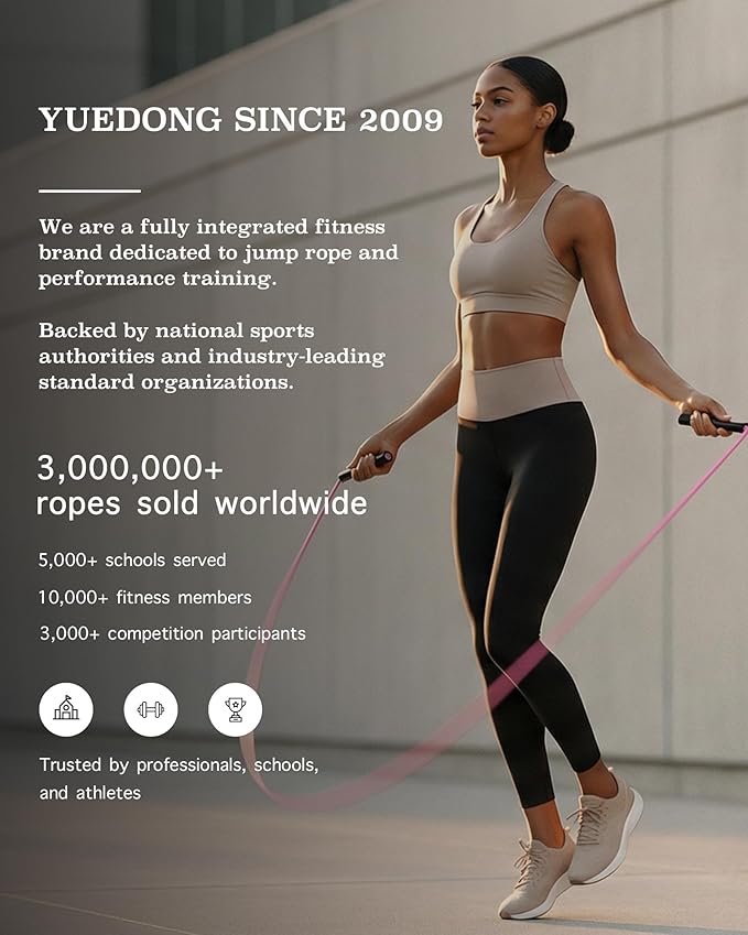 YUEDONG Women’s Silent Jump Rope, Apartment Friendly Tangle-Free Weighted 5mm PVC Rope, Ergonomic Grip Adjustable for Home Workout Cardio Fat Loss