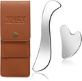 VGY Stainless Steel Gua Sha Facial Tools Set, Tighten Skin Massage Guasha Beauty Tool, Metal Guasha Tool for Face, Face Massager Tool for Body Eyes Neck - Silver