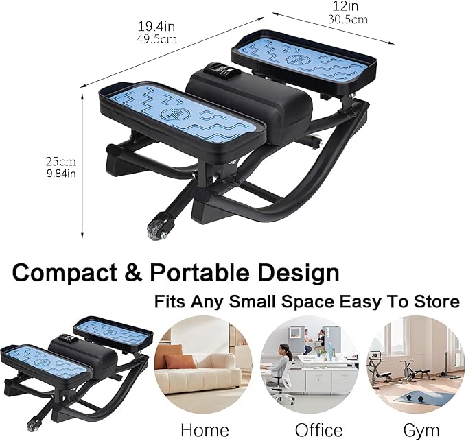 Rock Stepper, Portable Rock Stepper Side -to- Side , Compact Low-Impact Lateral Rocking Machine for Knees and Joints, Step Rocker for Legs Glutes Abs, Home Use Step Fitness Machines