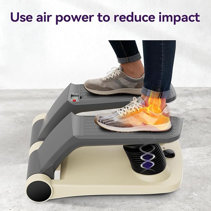 Air Stepper Exercise Machine with Resistance Bands, Stair Stepper with LCD Monitor, Adjustable Resistance Cardio Trainer for Home Workout, Compact Fitness Equipment, 300 lbs Weight Capacity