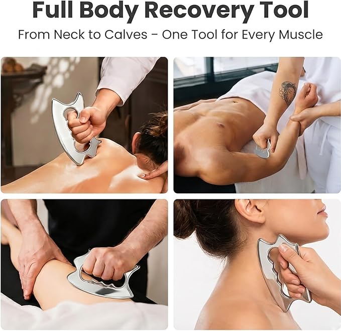 QKIIP Muscle Scraper Tool for Back & Legs, Enlarged Myofascial Massage Release Tool, Stainless Steel Scraping Tool Physical Therapy, IASTM Fascia Scraper, Guasha Tool for Body Skin Neck