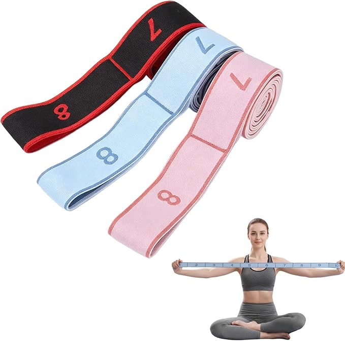 Fitness Resistance Band with Handles, Number Stretch Resistance Band, 8 Segment Pilates Stretching Band, Adjustable Bands for Stretching and Yoga, Pilates, Fitness