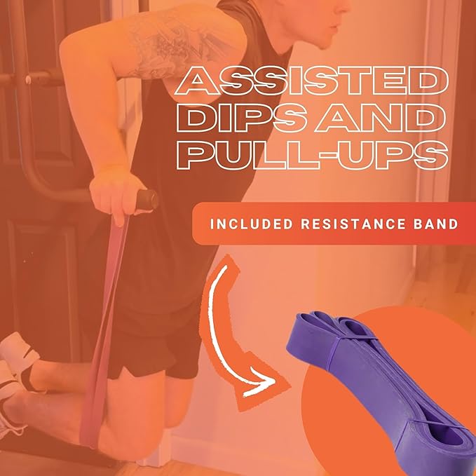 Folding Door Pullup Bar and Dip Bar Station - NO WOBBLE, Home Gym, Easy Storage, Power Tower Dip Station and Pull-up Bar for Doorway, Collapsible Dip Station, No Door Damage, High Weight Capacity, Foldable Bodyweight Workout Station