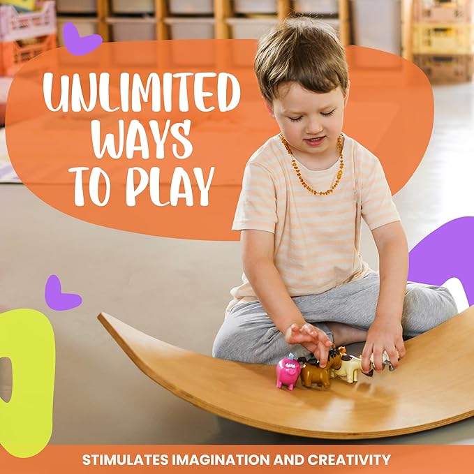 Ultimate Wooden Wobble Balance Board for Kids by bagacootha – Wooden Toddler Toys & Kids Rocker for Endless Play & Imagination | 32" Wobble Balance Board with Felt Base.