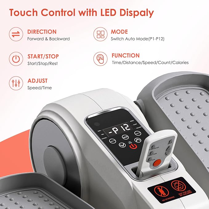 Under Desk Elliptical Machine for Seniors – Compact, Quiet & Portable Mini Leg Pedal Exerciser with Adjustable Speed and LED Display for Home and Office Workouts
