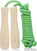 Jump Rope for Kids, Adjustable Toddler Skipping Rope with Wooden Handle, 8.5ft Child Jumping rope for Girls and Boys Workout Outdoor Activity