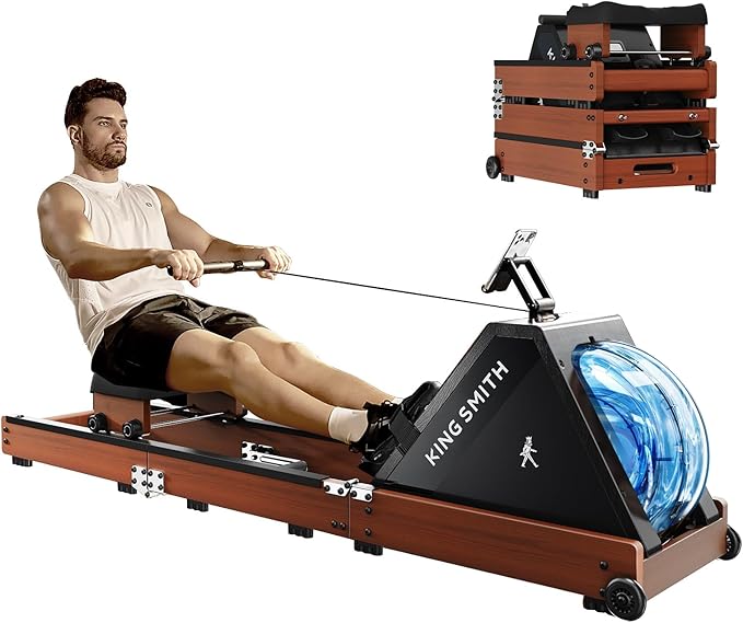 KINGSMITH Rowing Machines for Home Foldable, Compact Row Machine, 400LB & 350LB Weight Capacity, Folding Rower Machine with Adjustable Resistance, Data Monitor, App Supported