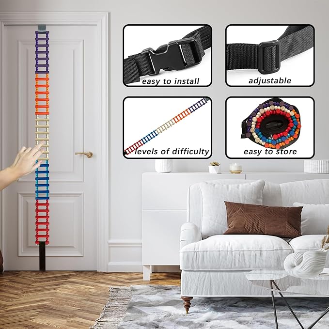 Portable Over-The-Door Shoulder Finger Ladder, Shoulder Pain Relief Wooden Finger Ladder for Hand Therapy and Joint Rehabilitation (Colorful 02)