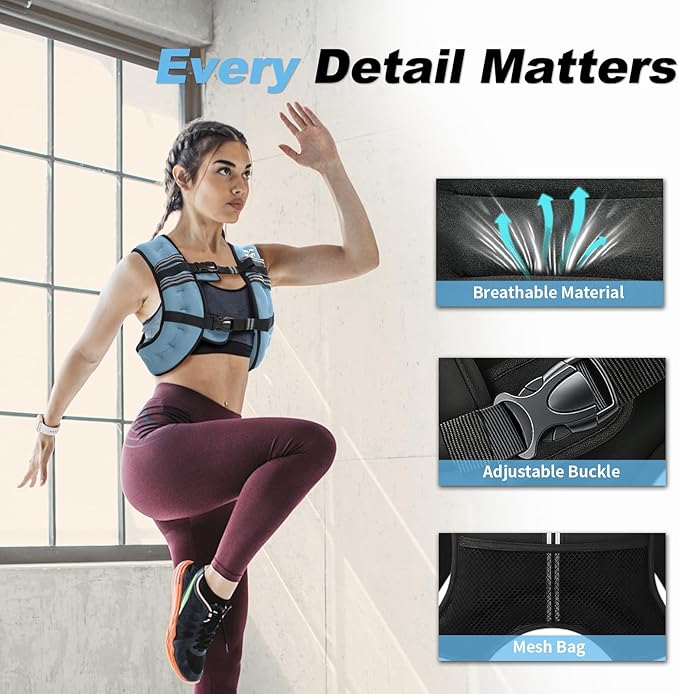 VBSD Weighted Vest Woman 6lb/8lb/12lb/16lb/20lb/25lb/30lb Weight Vest for Women Men Body Weight Vests for Walking Strength Training Running Workout Jogging Fitness