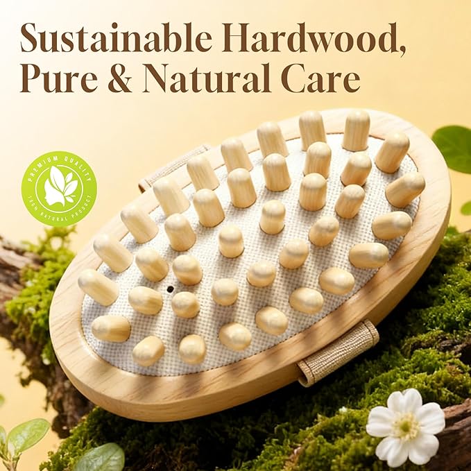 awrose 2 Packs Wood Therapy Massage Tools, Manual Meridian Massage Body Brush for Body Sculpting, Wooden Scalp Massager Tools for Cellulite Reduction, Muscle Pain Relief, Birthday Gifts for Women Men
