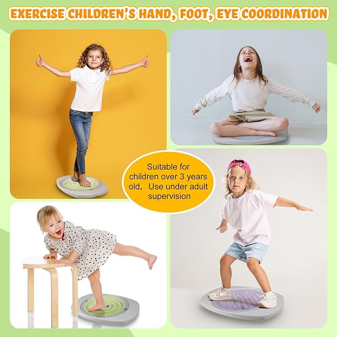 Maze Balance Board for Kids, 3 Replaceable Labyrinth Boards with 2 Balls, 20 Inch Plastic Toddler Wobble Board Rocker for Sensory Training, Non-slip Pedals, Max Load 130 Lbs