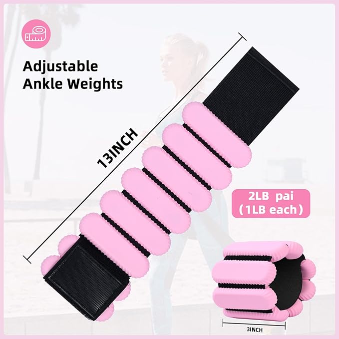 Ankle Weights for Women and Men, Adjustable Wrist Weighted Training Bracelet for Home Gym Workout, Strength Training Walkin Running, Foot weights for exercise,2pc on Set