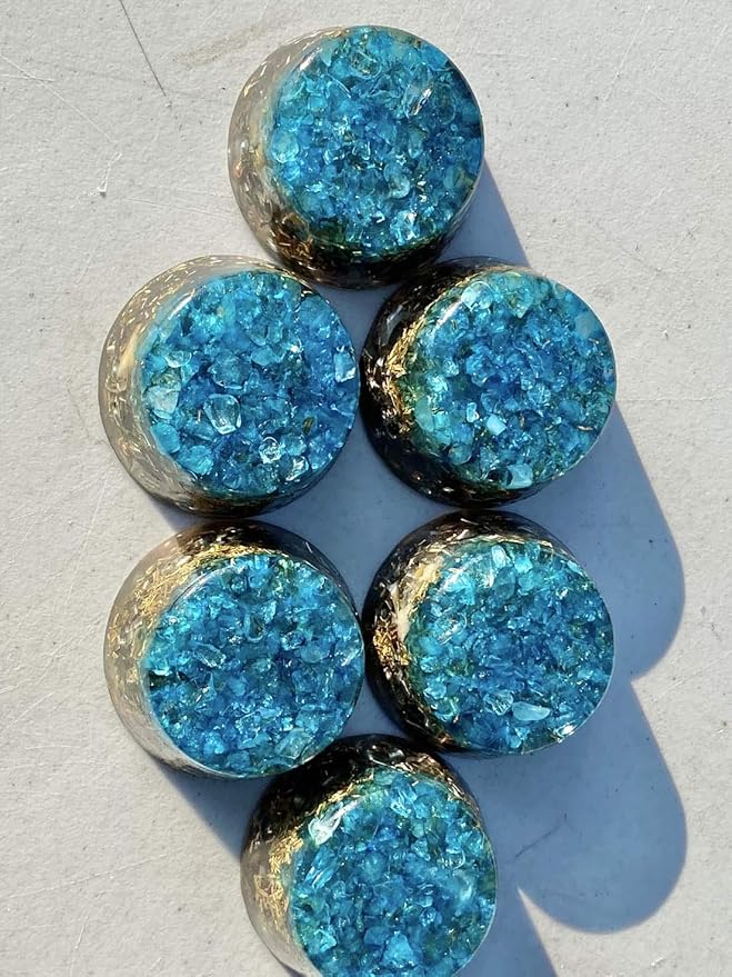 Blue Topaz Orgone Generator Energy Accumulator 528Hz/7.83Hz/Advance Harmonics Many Beautiful Ingredients and Colors!! (Blue Topaz)