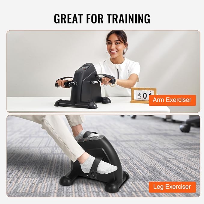 VEVOR Under Desk Bike Pedal Exerciser, Mini Exercise Bike for Arm/Leg Exercise, Multi-level Resistance Pedal Exerciser for Home Office Workout, Cycling Portable Peddler with LCD Display & Non-Slip Mat