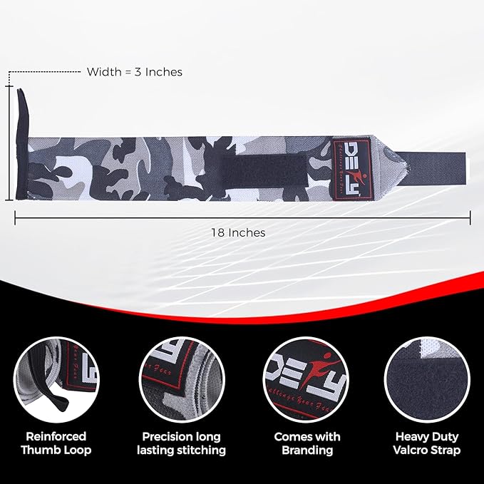 DEFY Fitness Wrist Wraps 18" Professional with Thumb Loops- Premium Quality, Strong Fastening Straps- Men & Women – Best for Weightlifting, Powerlifting,Strength Training